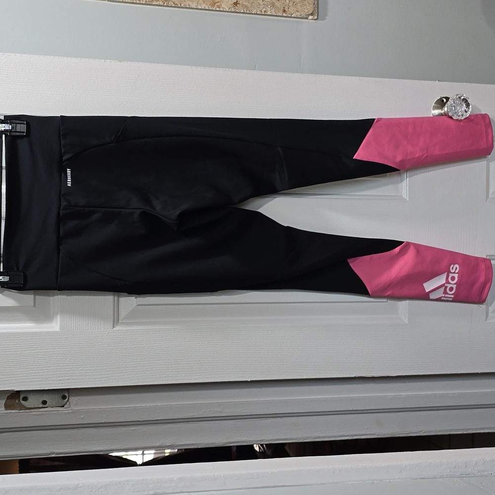 Adidas Black & Pink Workout Leggings Woman's Size XS - Picture 7 of 10
